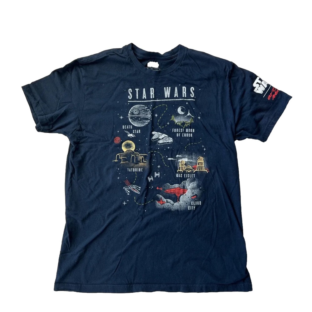 Men's Star Wars Map To The Galaxy Blue Graphic Tee T Shirt Size L